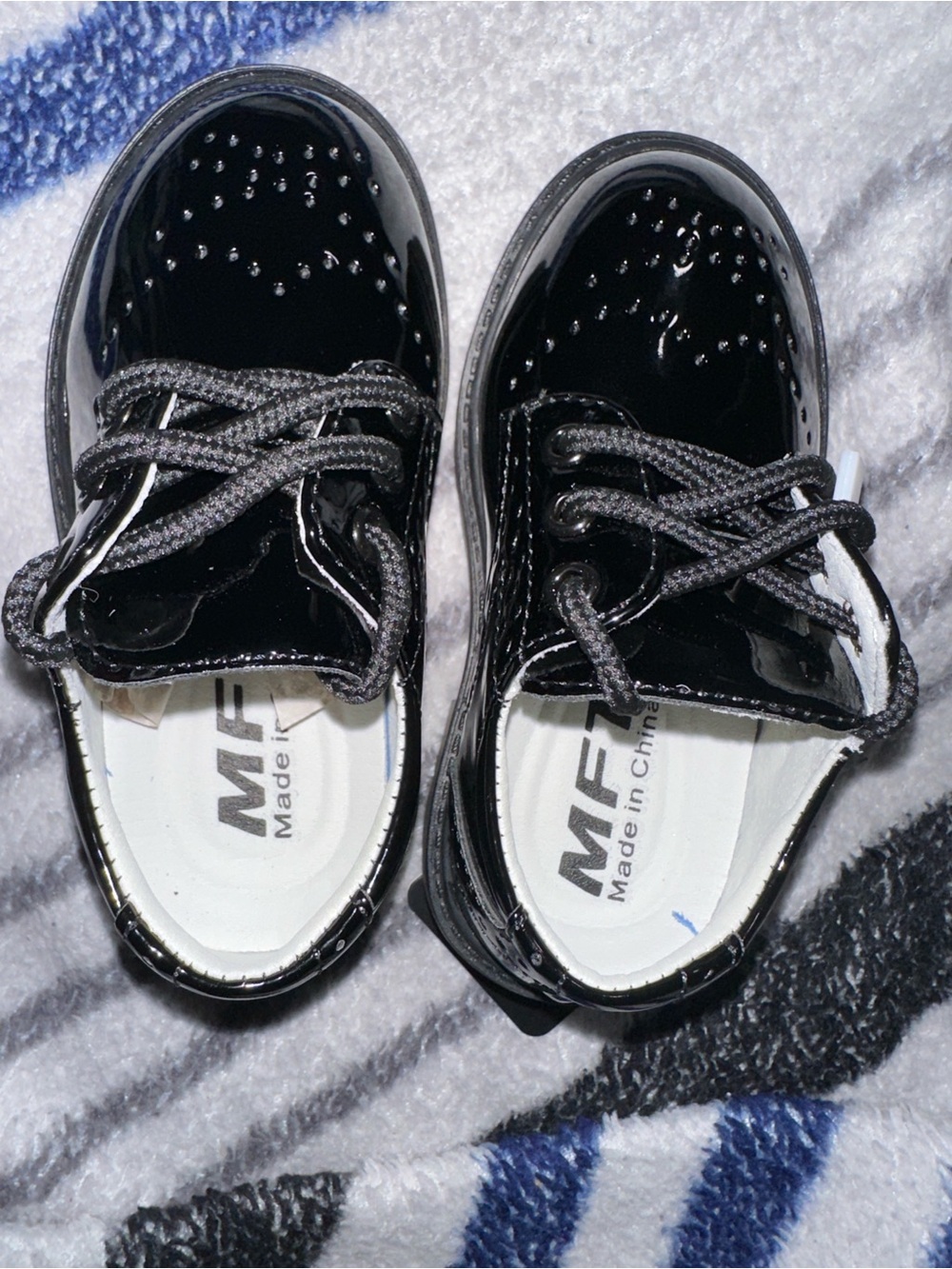 Kids Black Patent Dress Shoes with Laces